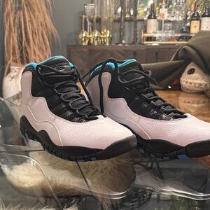 Nike Air Jordan 10 Retro in the "Powder Blue" colorway.